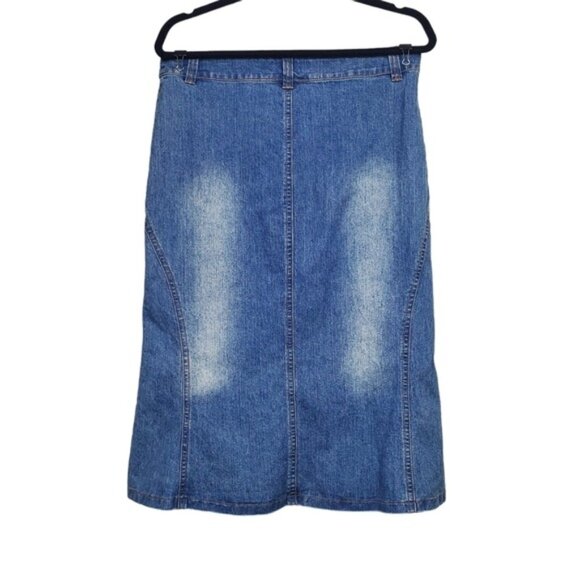 Cache Womens Blue Rhinestone Embellished Denim Skirt Size 6 - Picture 2 of 3